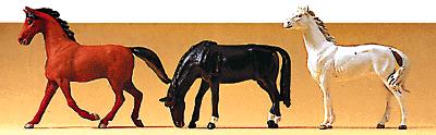Preiser 65323 O Animals Assorted Horses Figures (Set of 3)