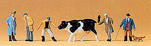 Preiser 79080 N Cattle at Market Figures (Set of 7)