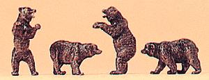 Preiser 79717 N Animals Brown Bear Figures (Set of 4)