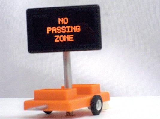 Miniatronics 85-002-01 HO No Passing Zone Mobile Highway Sign w/3v DC Trans
