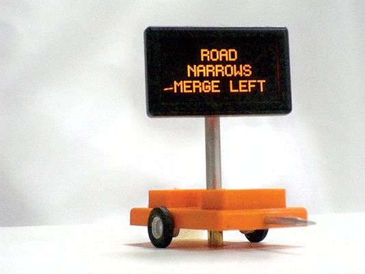 Miniatronics 85-005-01 HO Road Narrows Merge Right Highway Sign w/3v DC Trans