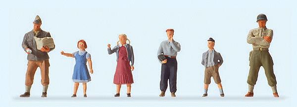 Preiser 10613 HO US Soldiers with Children Figures (Set of 6)