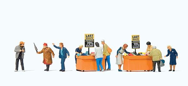 Preiser 10647 HO Hunting for Sales at the Bargain Bins Figures (Set of 10)