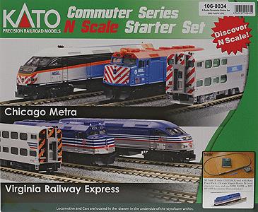 Kato 106-0034 Virginia Railway Express F40PH N Gauge Diesel Electric Train Set
