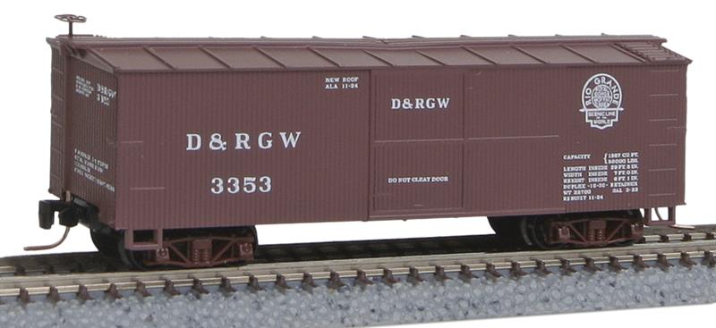 Micro-Trains 80000010 Nn3 D&RGW 30' Wood Sheathed Single Door Boxcar #3353