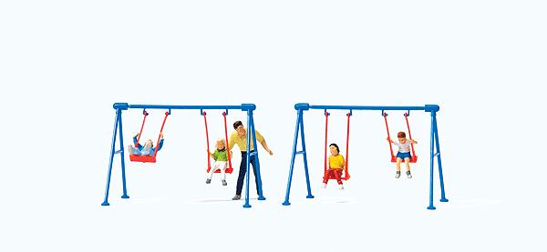 Preiser 10630 HO Children on Playground Swings Figures (Set of 5)