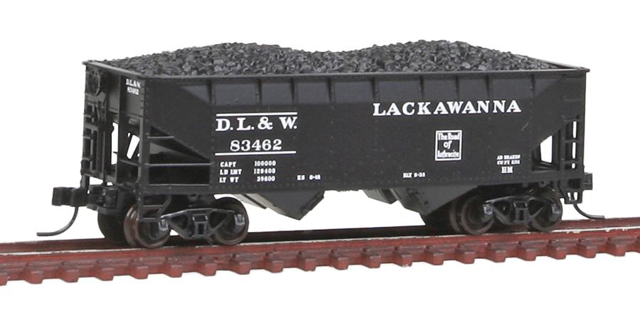 Atlas 50001642 Lackawanna 55 Ton 2 Bay Offset Side Open Hopper w/Flat End & Load