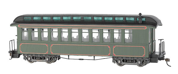Bachamnn 26202 On30 Unlettered Olive Coach/Observation Car with Lighted Interior