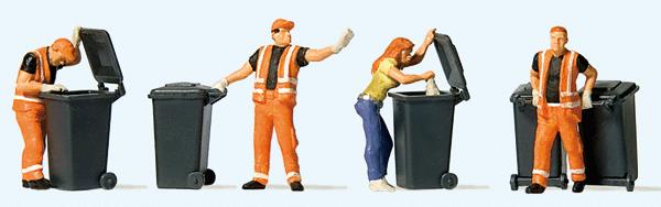 Preiser 10651 HO Refuse Garbage Collection Scene Figures (Set of 4)