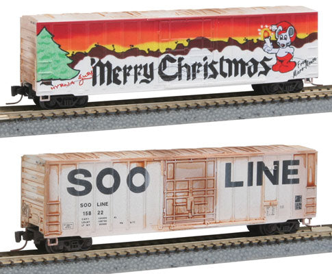 MicroTrains 51144180 Z SOO Line Rib Side Boxcar (Set of 2)