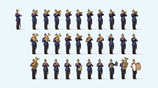 Preiser 13255 HO Circa 1900 Wurttembergian Military Band Figures (Set of 31)