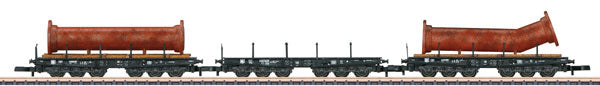 Marklin 82349 Z German Federal RR DB Type Sammp 705 Heavy-Duty 3-Flatcar Set