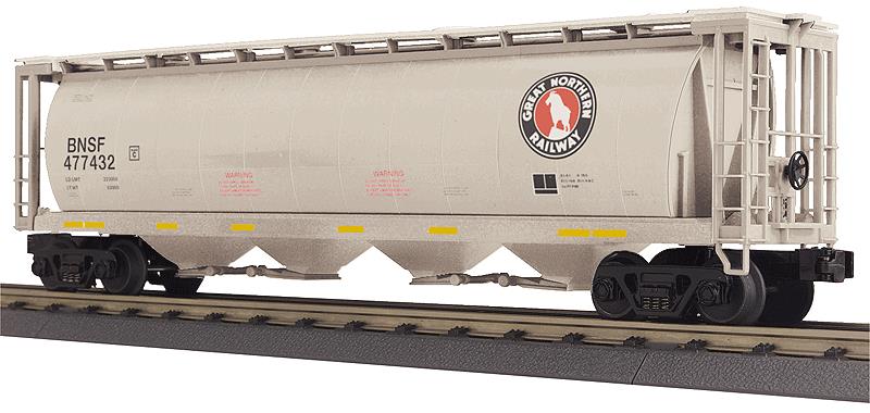 MTH 30-75490 O Gauge BNSF Cylindrical 4-Bay Hopper Car #477432