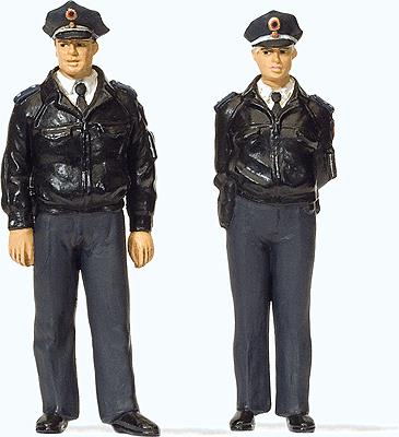 Preiser 44909 G Standing Policemen in Blue Uniform Figures (Set of 2)