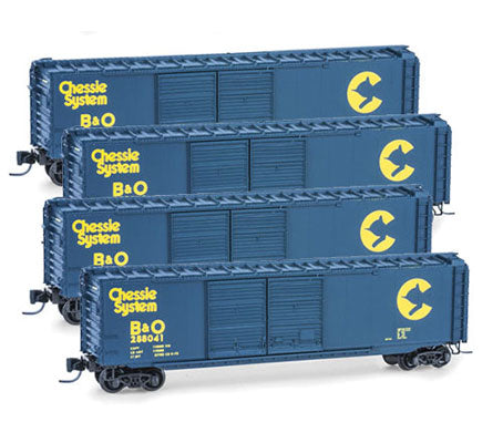 Micro-Trains 99400074 Z Chessie System/B&O 50' DD Boxcar RTR Runner (Pack of 4)