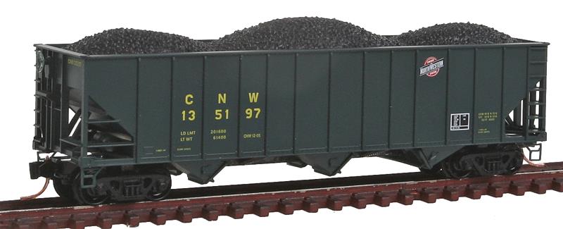Micro-Trains 10800250 N CNW 100-Ton 3-Bay Rib Side Open Hopper w/Load #135197