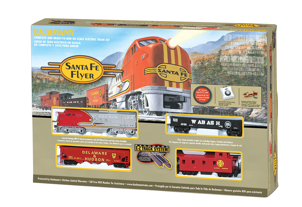 Bachmann 00647 HO Gauge Santa Fe Flyer Diesel Starter Freight Train Set MT/Box