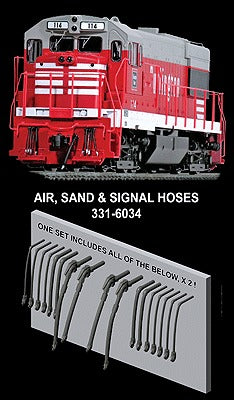Hi-Tech Details 331-6034 Diesel Locomotive Rubber MU & Brake Hose (Set of 16)