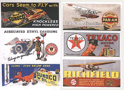 JL Innovative Design 163 HO 1930's Vintage Gas Station/Oil Signs (Set of 6)