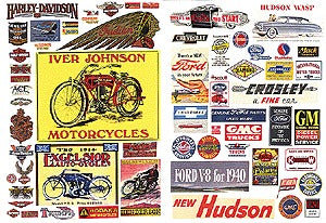JL Innovative Design 204 HO Vintage Motorcycle/Auto Signs 1900-1960 (Pack of 63)