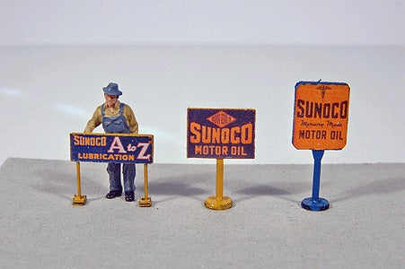 JL Innovative Design 475 HO Sunoco Vintage Gas Station Curb Signs
