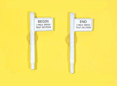 JL Innovative Design 849 HO Begin/End 3-Mile Test Section Sign Set (Pack of 2)