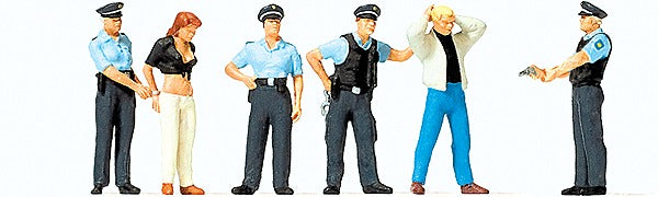 Preiser 10589 HO Emergency Personnel Under Arrest Figures (Set of 6)