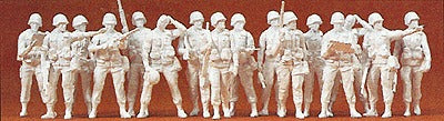 Preiser 16529 HO Unpainted Standing Modern US Infantry Figure Kit (Set of 16)