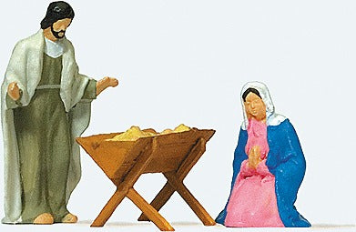 Preiser 29091 HO The Holy Family Mary & Joseph Figures with Crib (Set of 2)