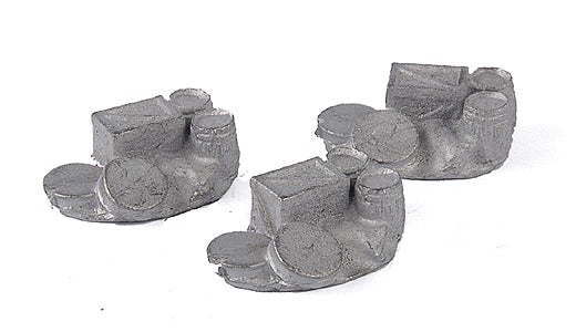 The N Scale Architect 30026 Three Clusters of Barrels Sacks Crate & Wire Reel