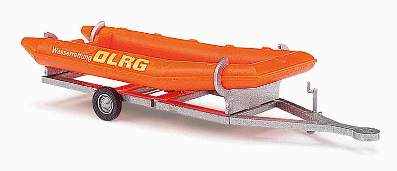 Busch 44924 HO German Life Saving Association Pontoon Rescue Boat with Trailer