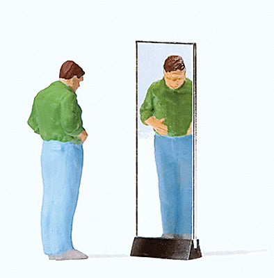 Preiser 28161 HO Scale Man Trying On Pants with Mirror Figure