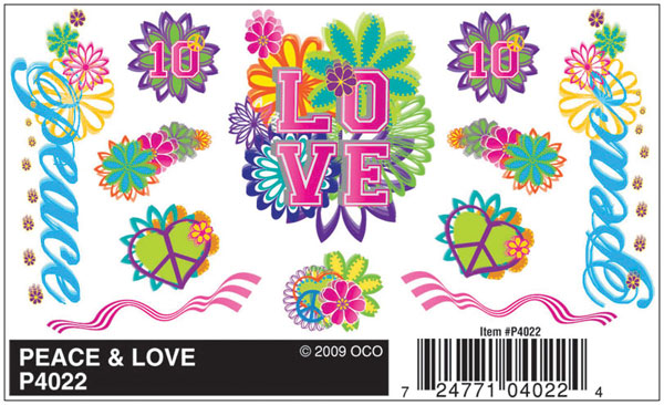 Pinecar P4022 Dry Transfer Decals Peace & Love