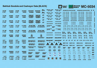 Microscale 60-5034 N Black Bathtub Gondola and Coalveyor Data Decal Sheet