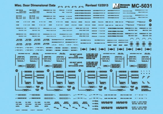 Microscale 60-5031 N Black Miscellaneous Door Dimensional Data Decal Sheet