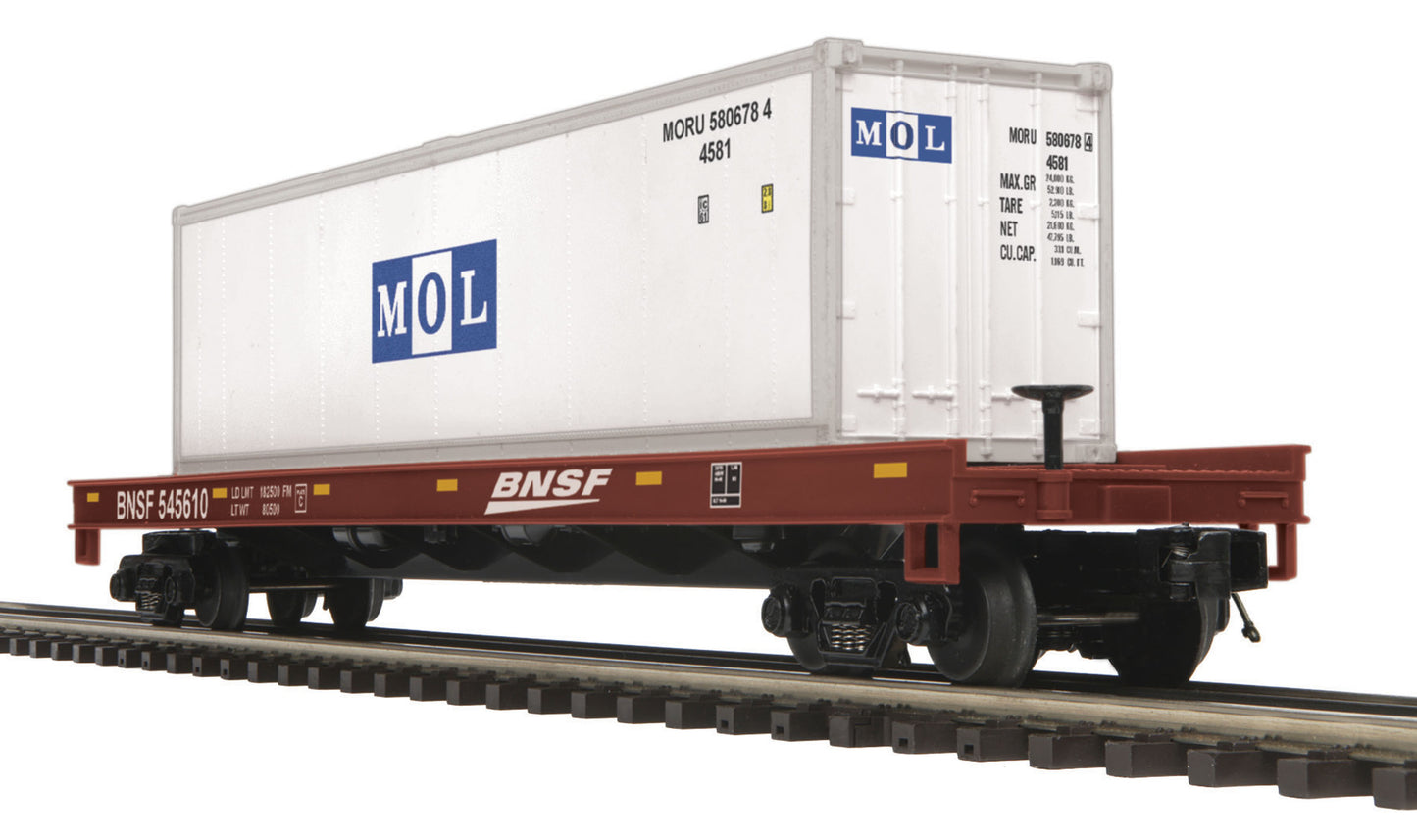 MTH 20-98985 O Flat w/40' Container, BNSF