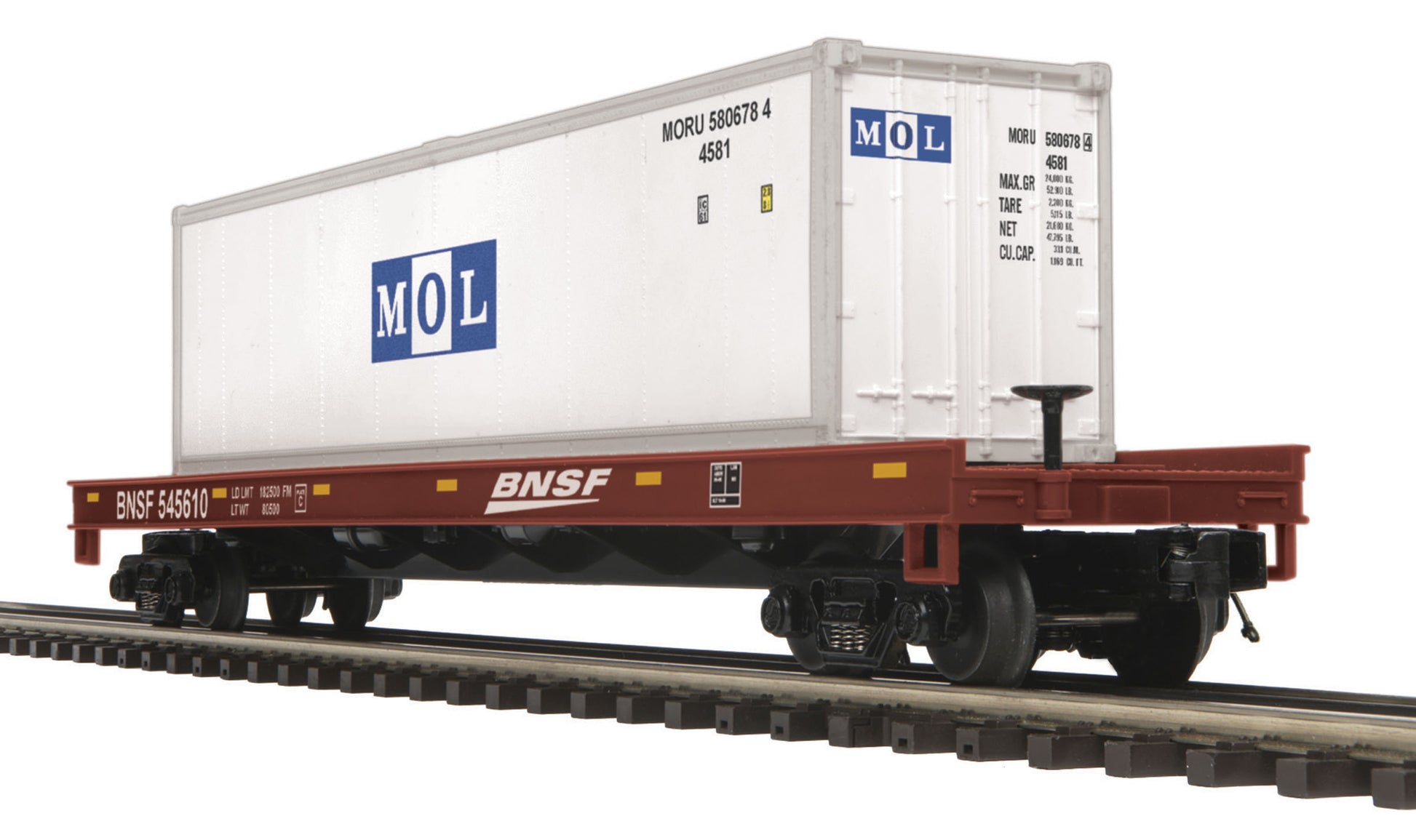 MTH 20-98985 O Flat w/40' Container, BNSF