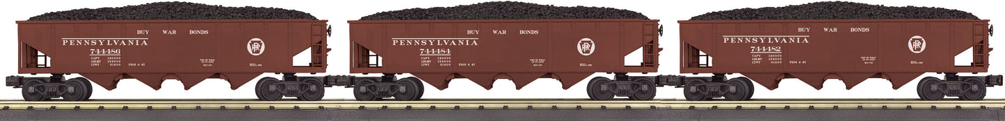 MTH 30-7079 O Pennsylvania RailKing 4-Bay Hopper Car Set (Set of 3)