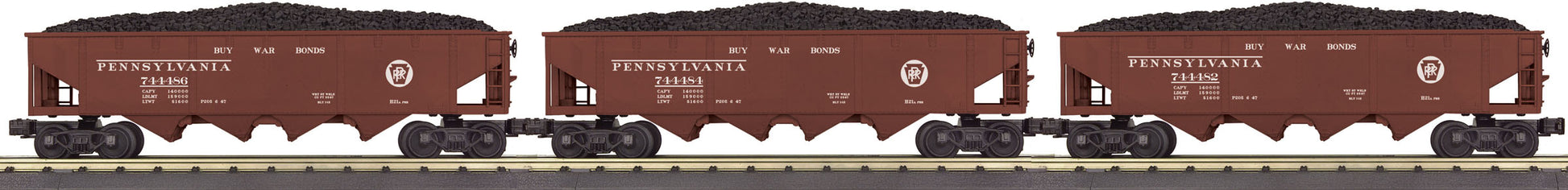 MTH 30-7079 O Pennsylvania RailKing 4-Bay Hopper Car Set (Set of 3)