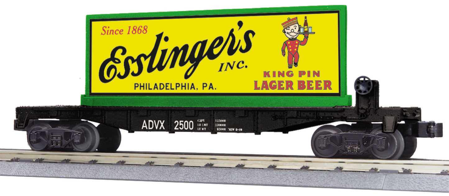 MTH 30-76570 O Flatcar w/Esslingers Lager Beer Billboard