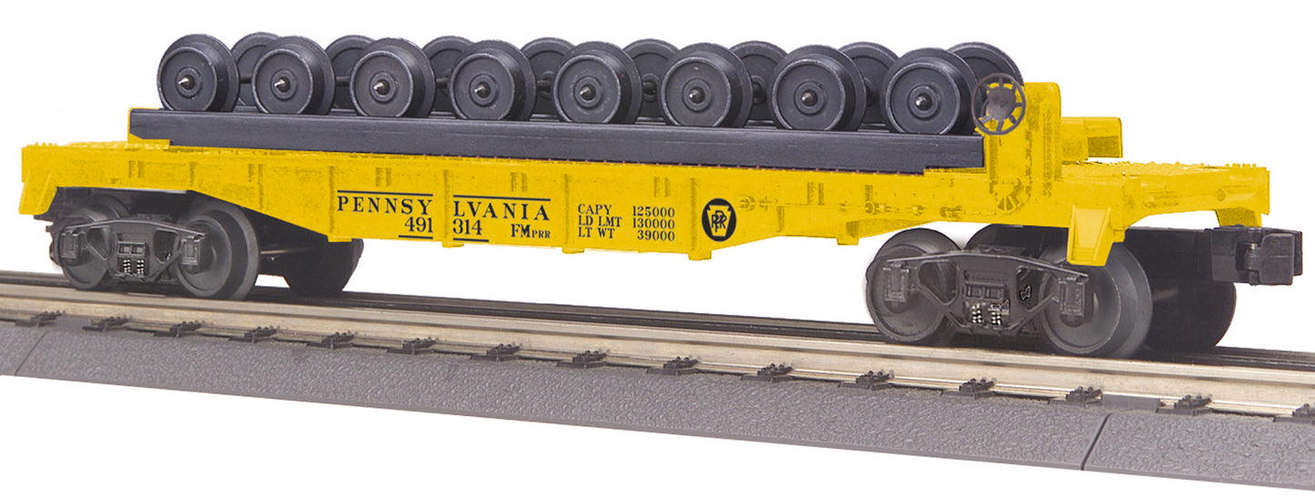 MTH 30-76572 O Pennsylvania RailKing Flatcar with Wheel Set #491314