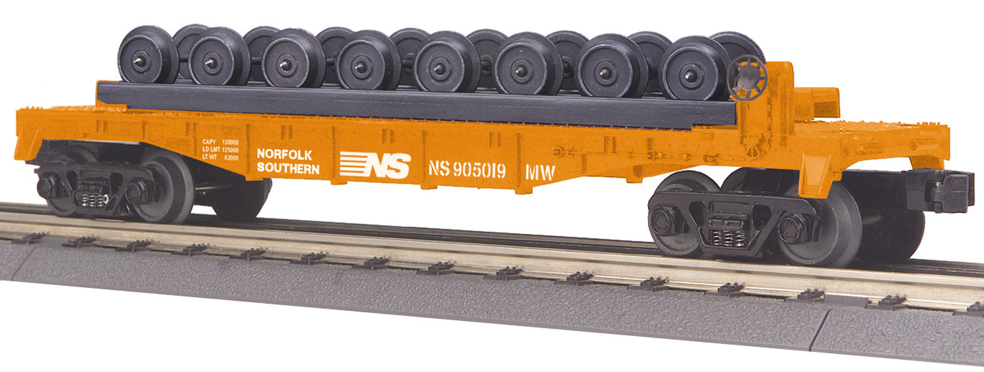 MTH 30-76573 O Norfolk Southern Flatcar with Wheel Set #905019