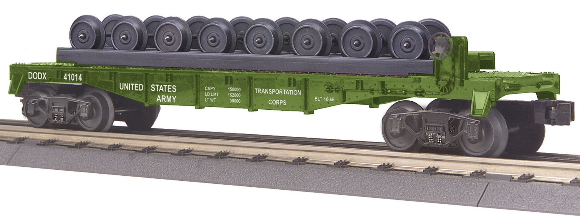 MTH 30-76575 O U.S. Army RailKing Flatcar with Wheel Set #41014