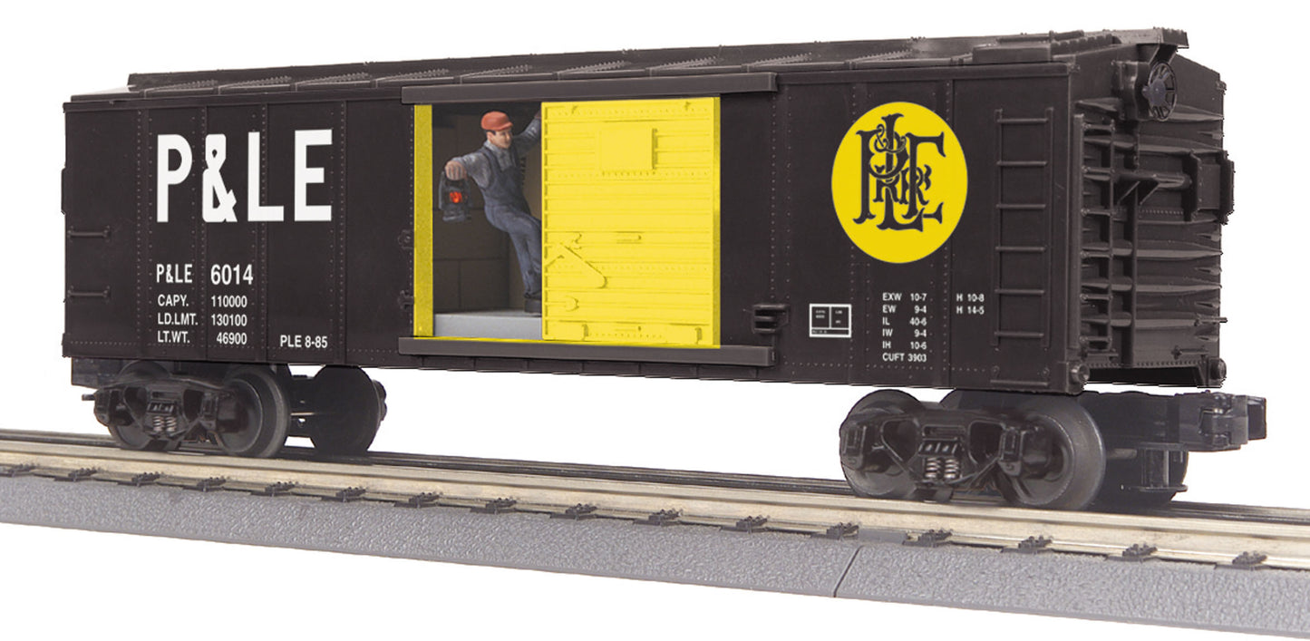 MTH 30-79427 O P&LE Operating Boxcar w/Signal Man