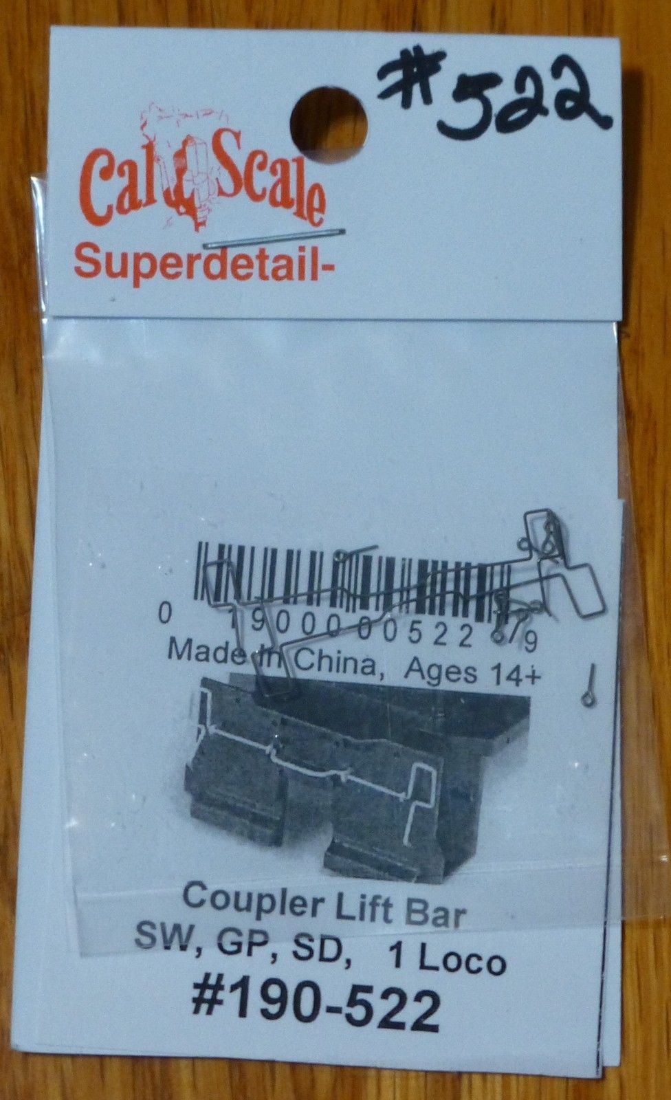Cal Scale 190-522 HO Coupler Lift Bars For EMD GP & SD Units (1 Pair)