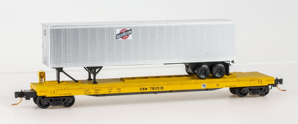 Micro-Trains 06400020 N CNW 57' 6" Converted TOFC Flatcar w/Trailer #780518