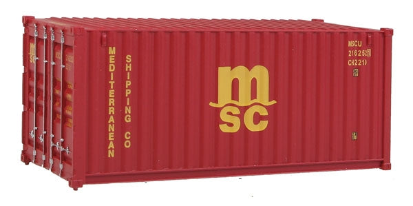 Walthers 949-8059 HO MSC Red 20' Fully Corrugated Container