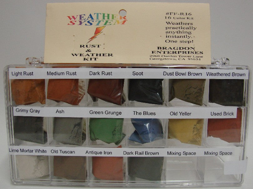 Bragdon Enterprises 16 FF-R16 Color Weathering Pigments (Set of 16)