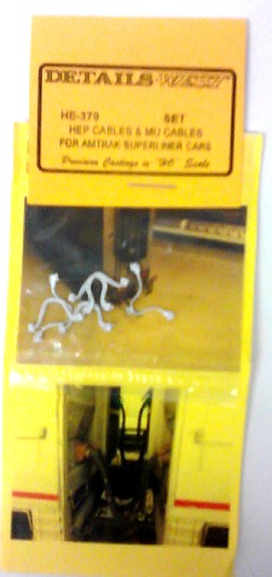 Details West HE-379 HO Amrak Superliner Cars HEP & MU Cable Set