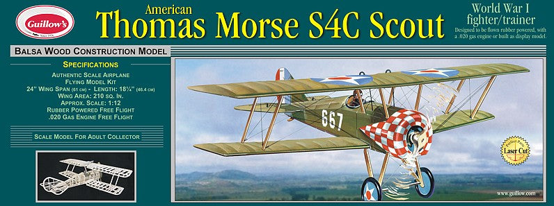 Guillows 201 1:14 Thomas Morse S4C Scout Military Aircraft Plane Model Kit